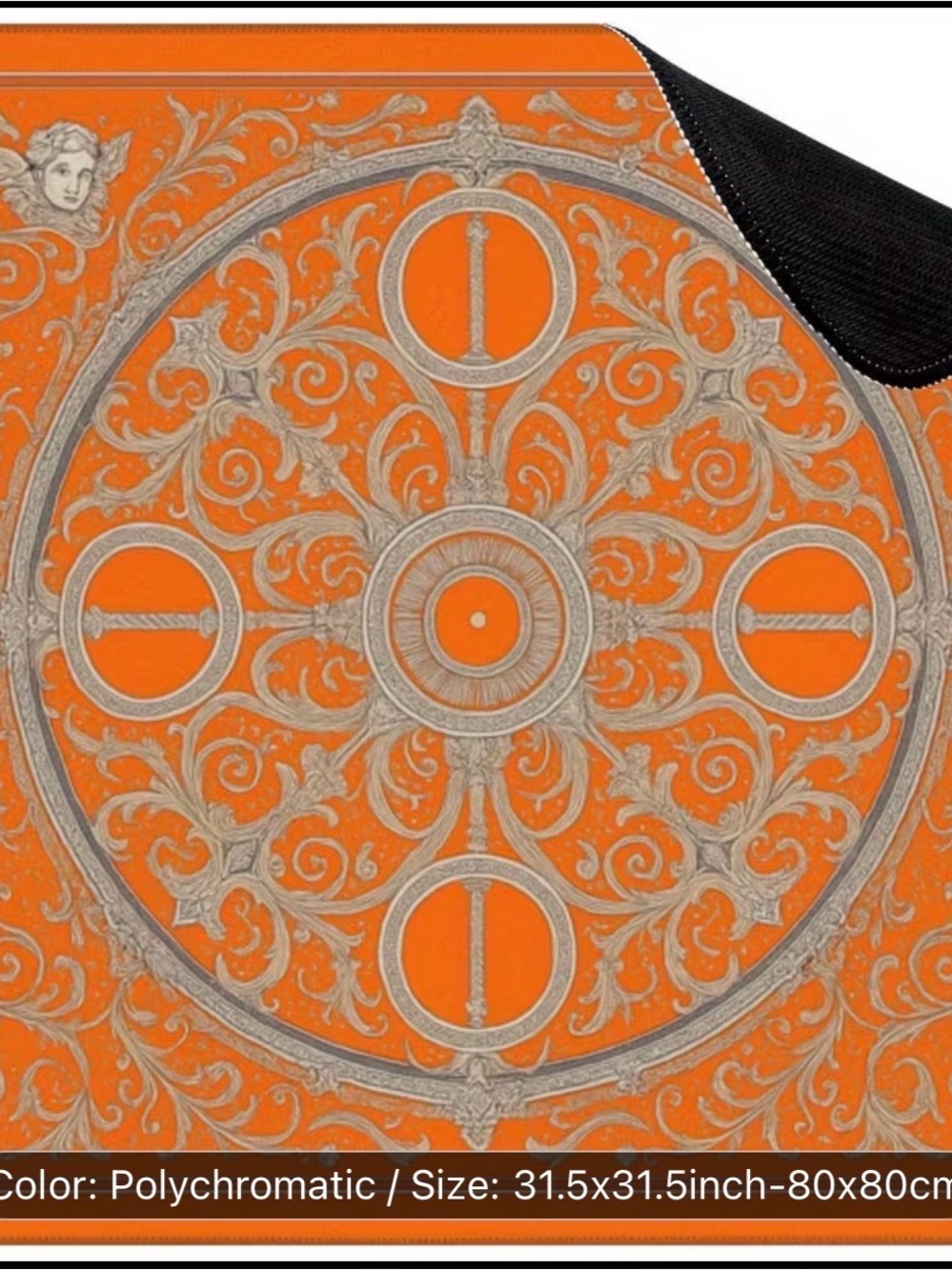 Mahjong Mat scarf  Inspired Orange Decorative Medallion